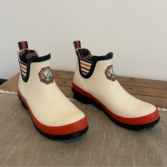 WOMEN'S NATIONAL PARK CHELSEA RAIN BOOTS GLACIER PARK WHITE COLOR Size US 10 - Picture 4 of 11